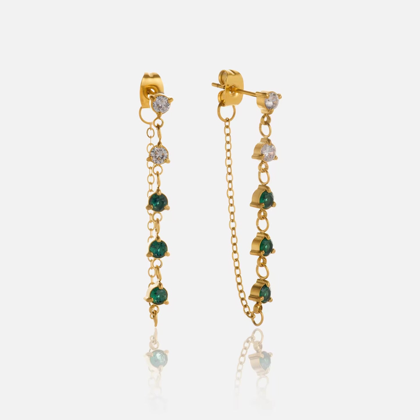 Green Chain Earrings