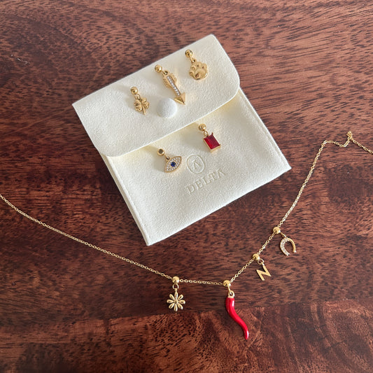 Red Stone Needle Charm