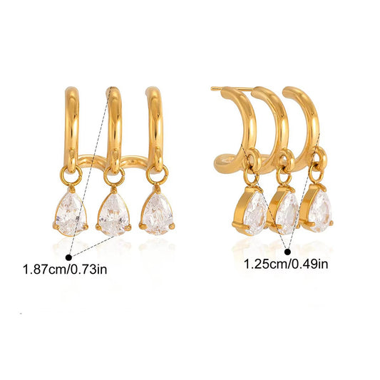 Tri Pear Studs