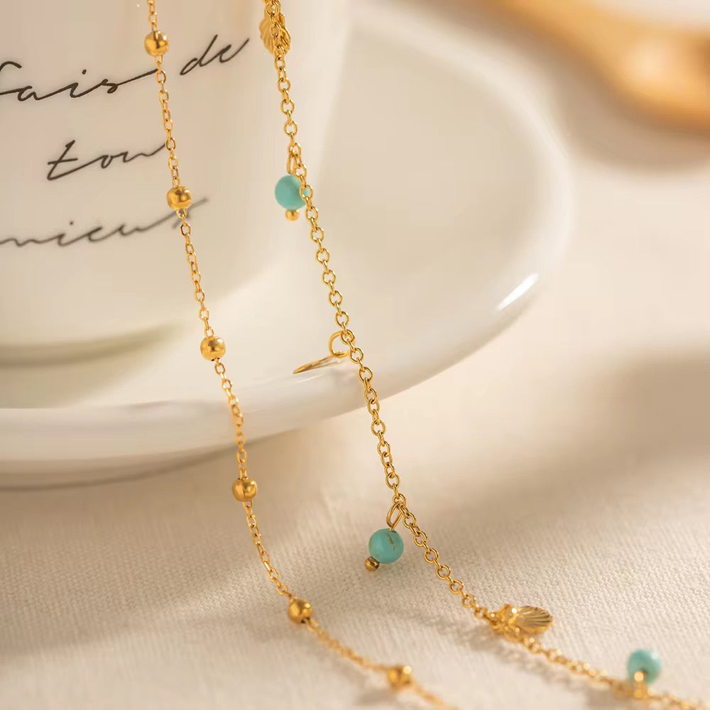Dual Chain Blue Anklet