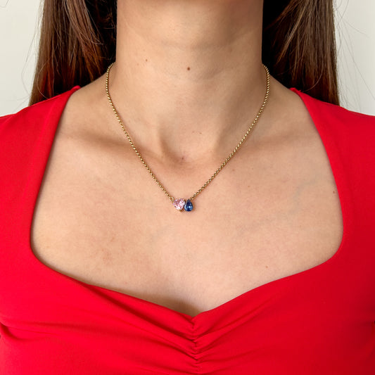 Pink & Blue Heart Chain