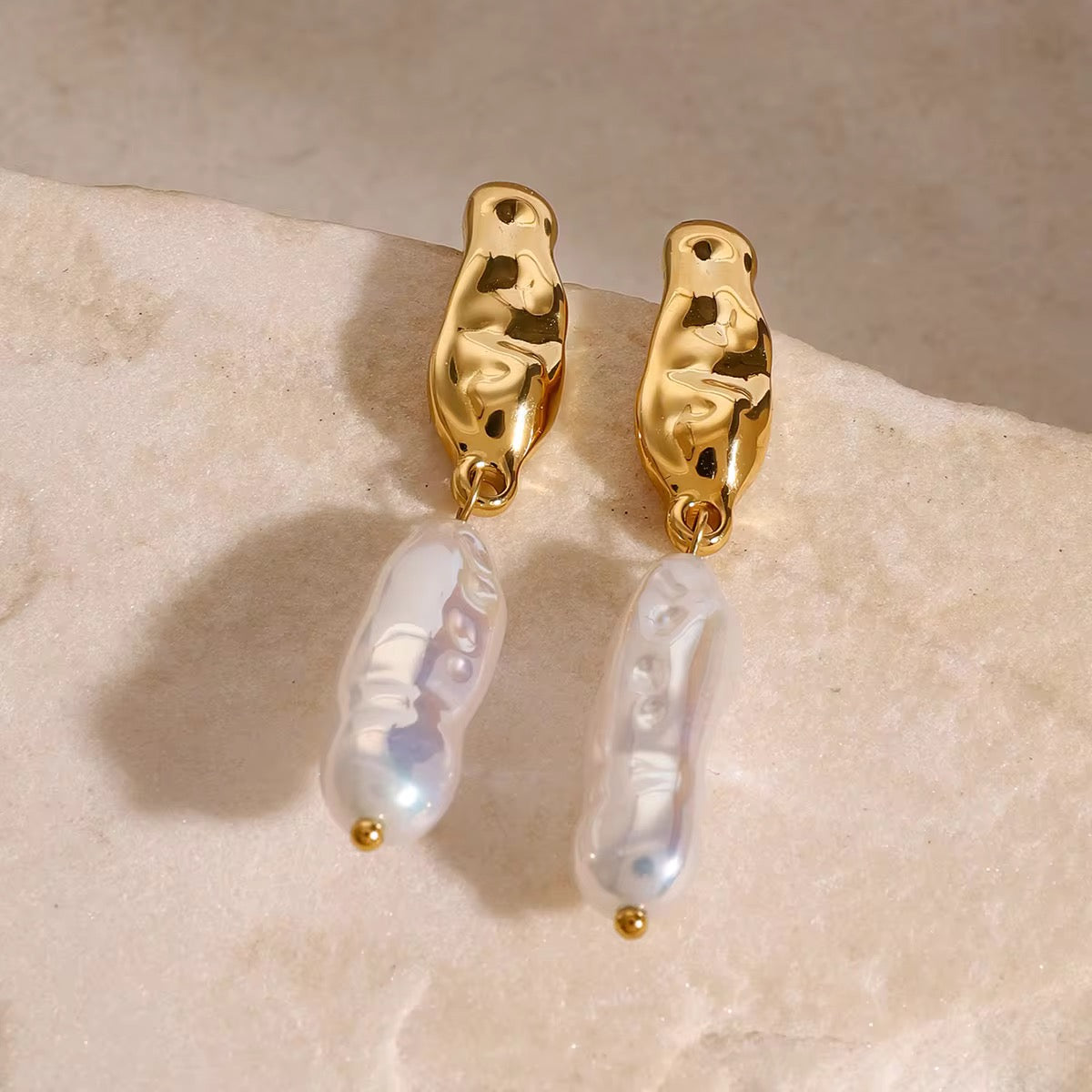 Hammered Pearl Drops