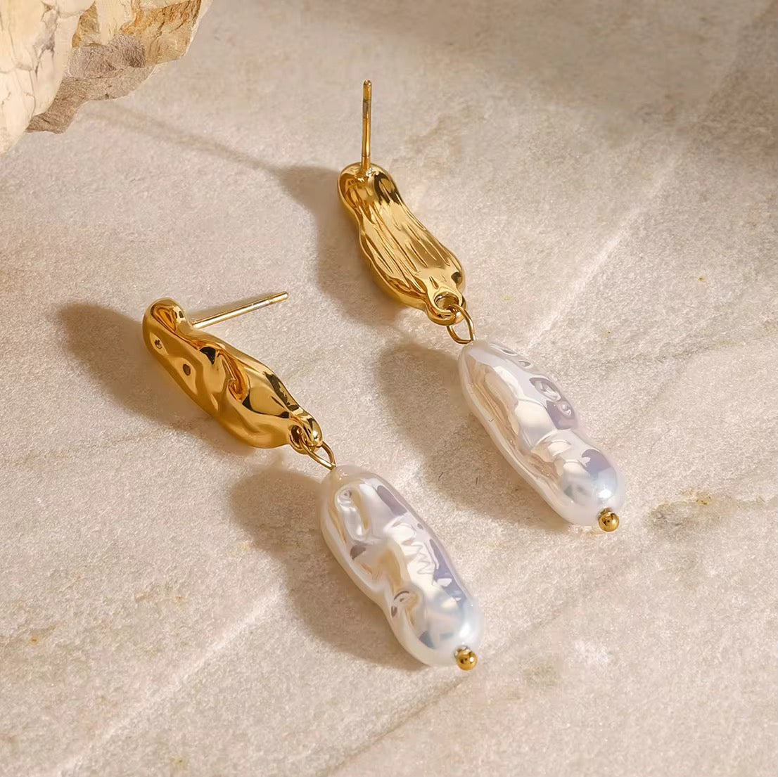 Hammered Pearl Drops