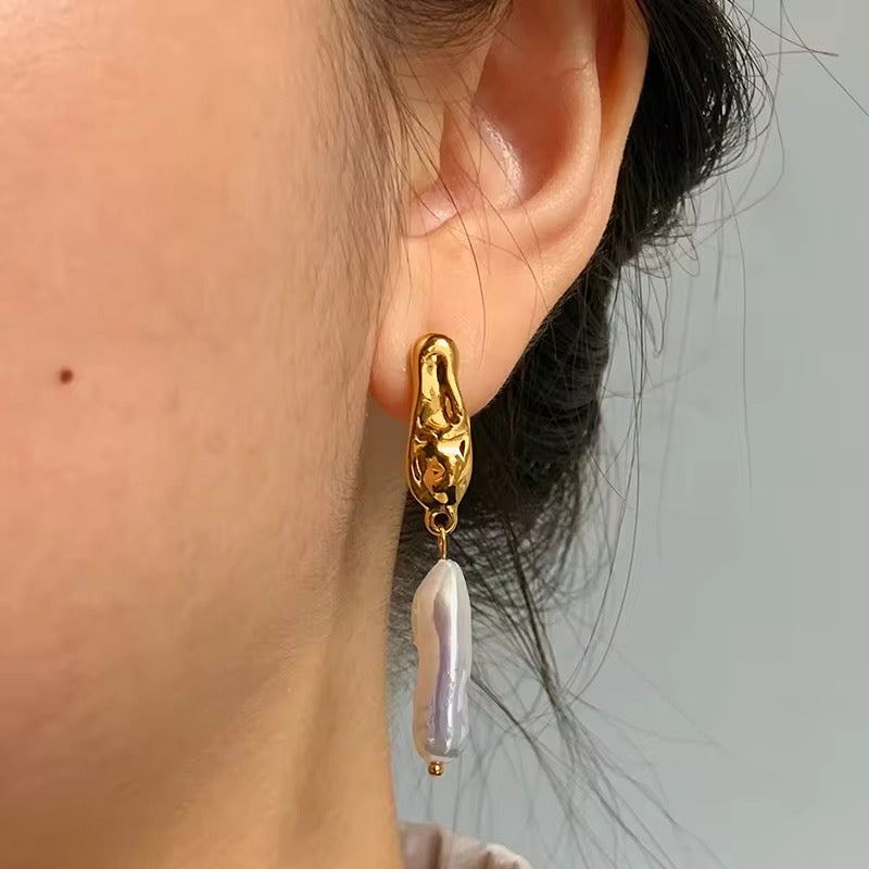 Hammered Pearl Drops