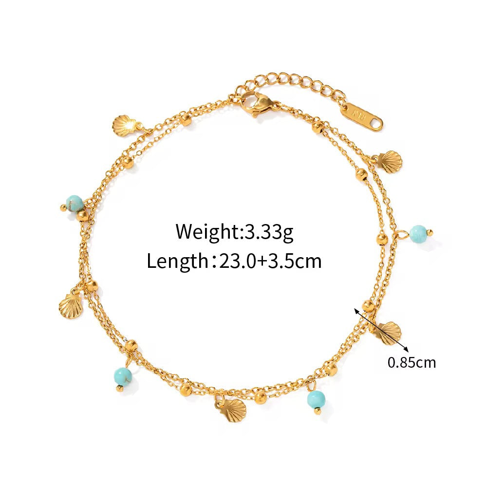 Dual Chain Blue Anklet