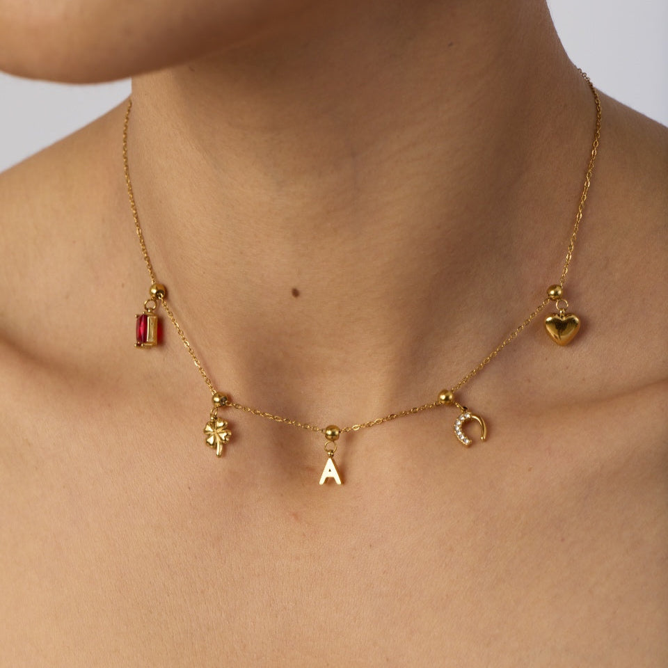 Red Stone Needle Charm