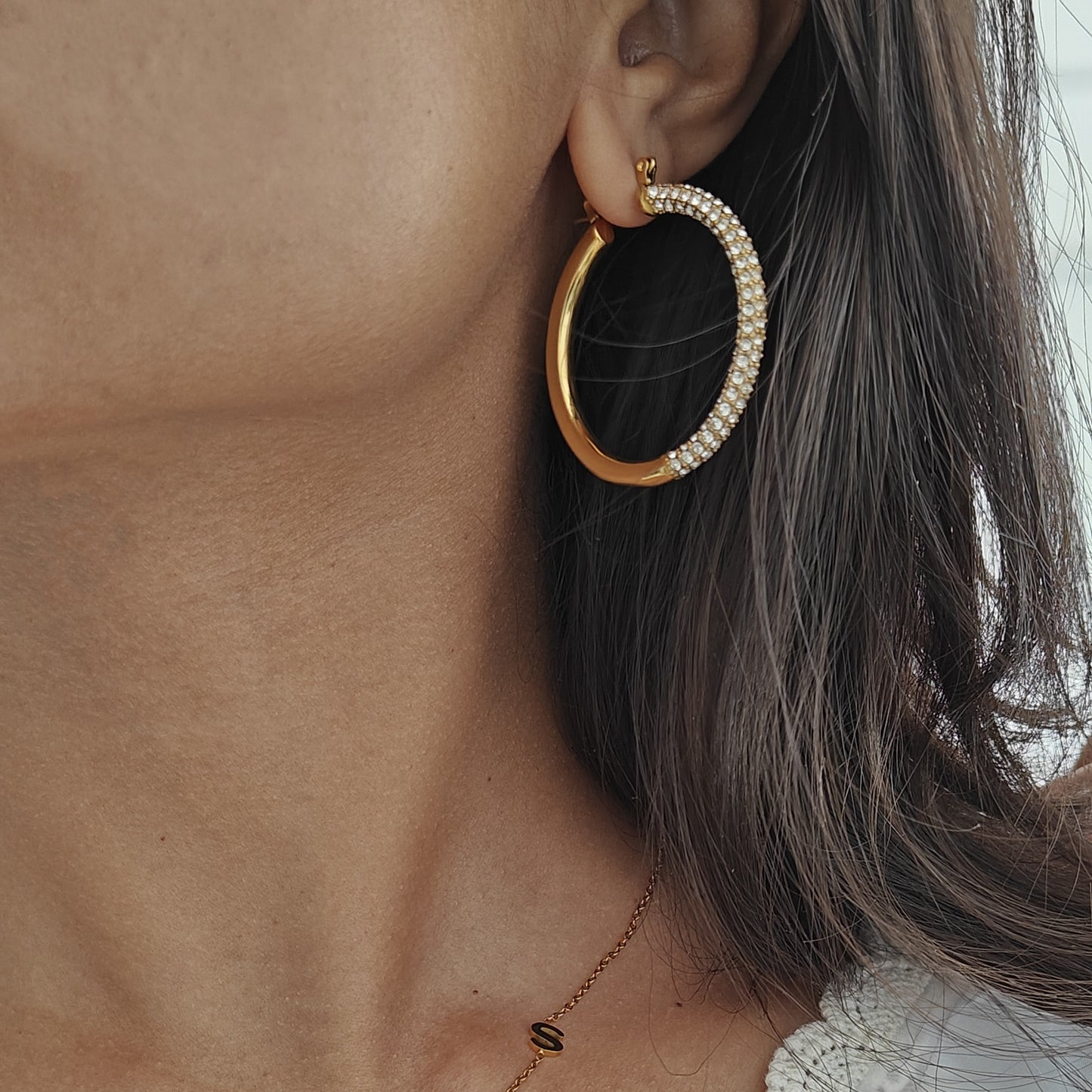 Half Zircon Hoops