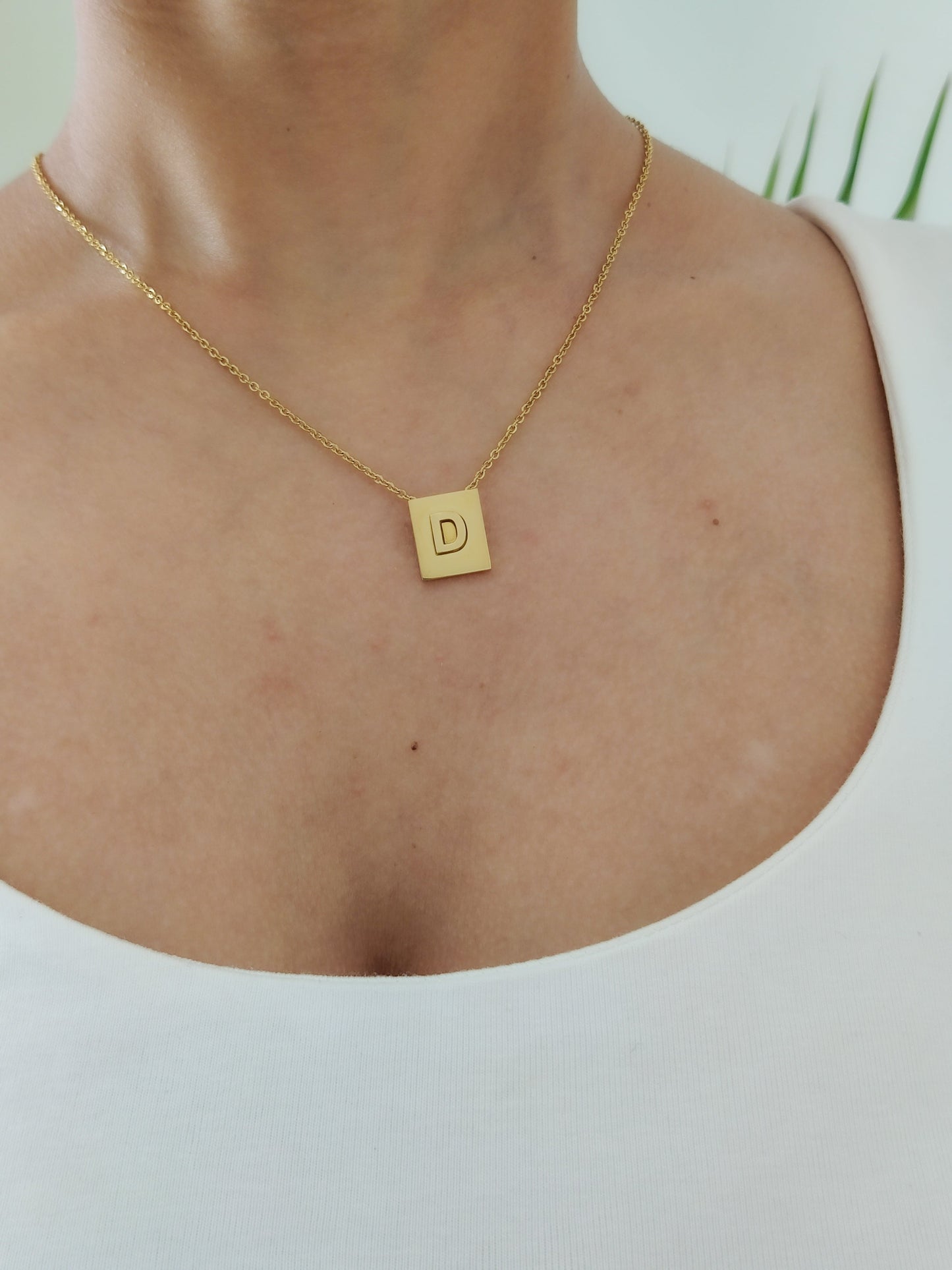 Square Initial Necklace