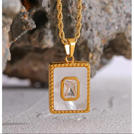 Vintage Square Necklace- White