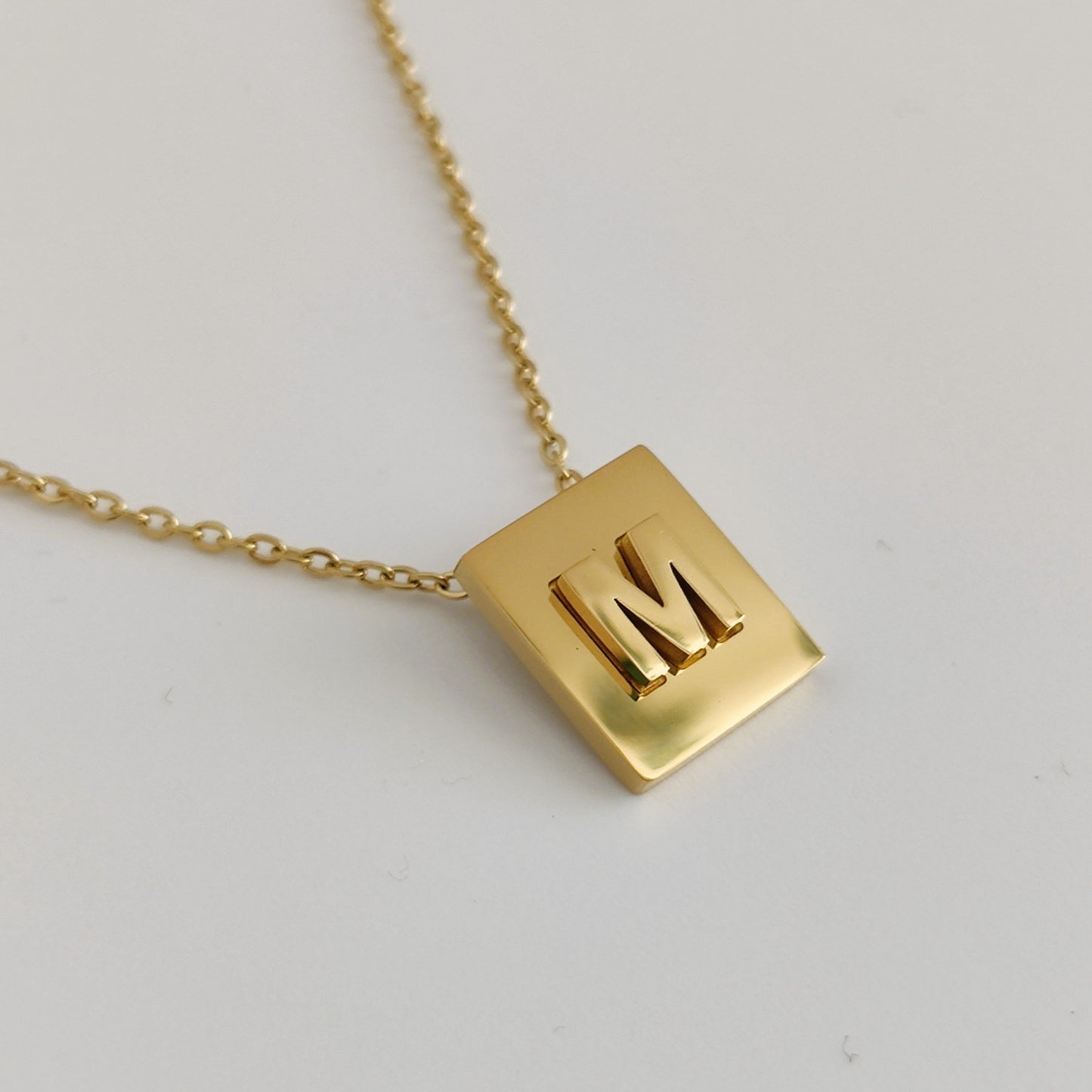 Square Initial Necklace