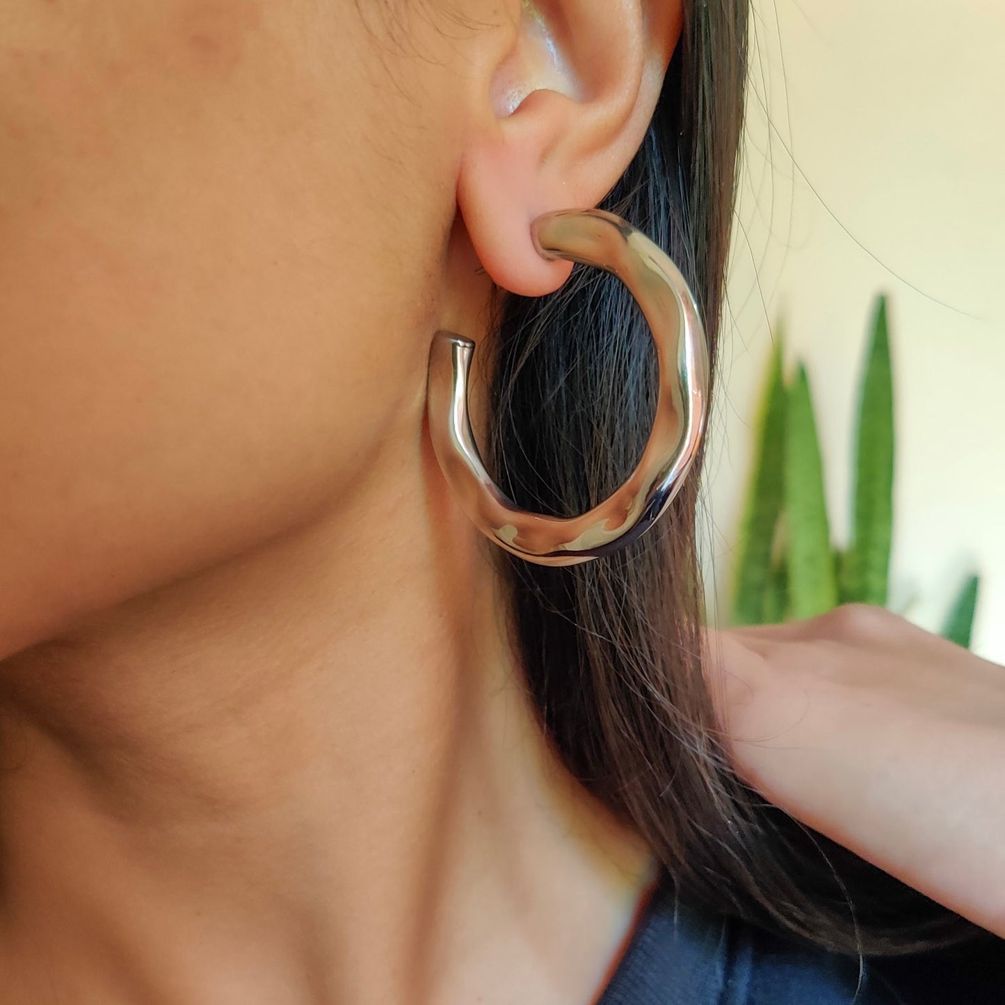Hammered Hoops Silver
