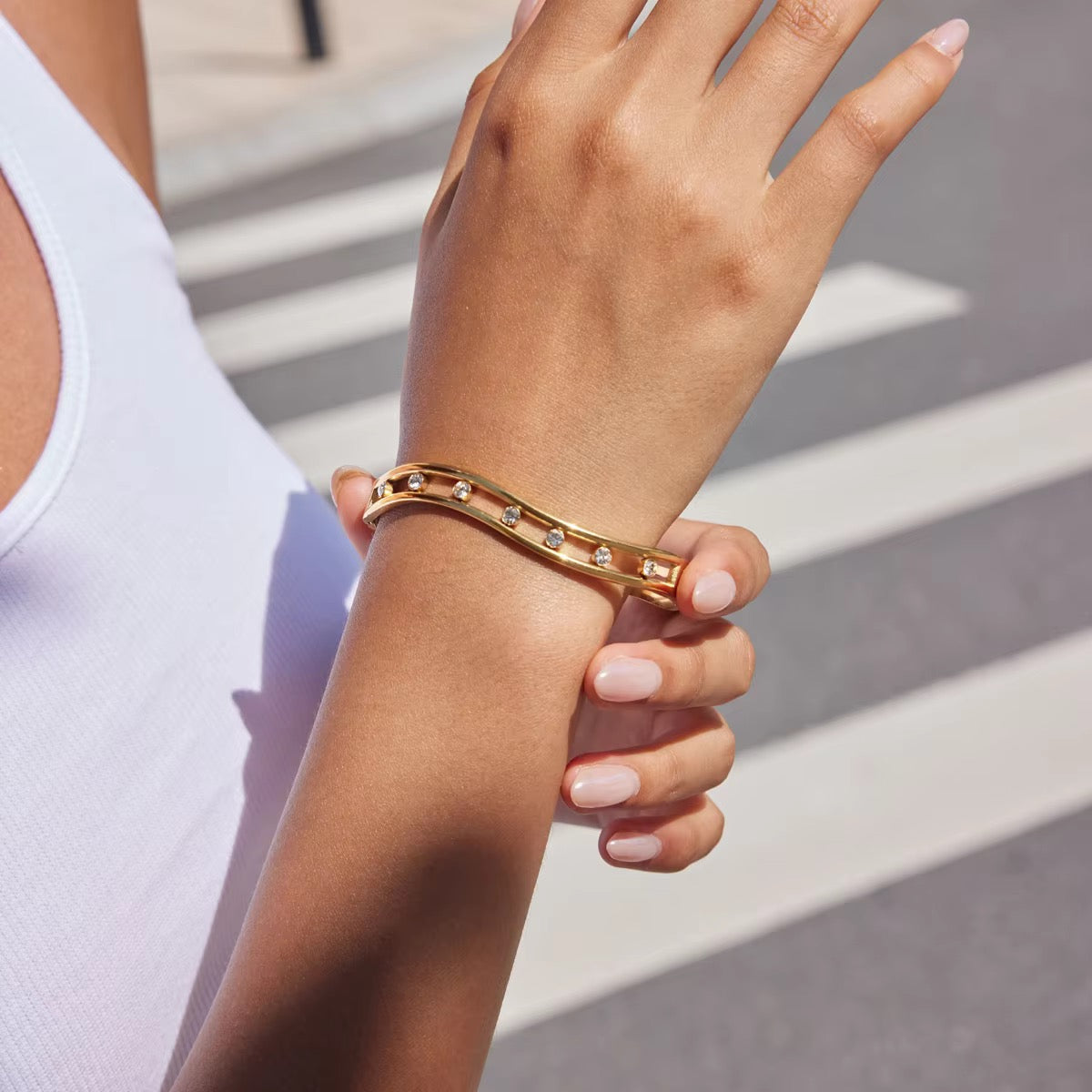 Wave Studded Bangle