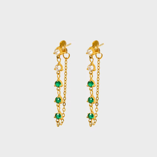 Green Chain Earrings