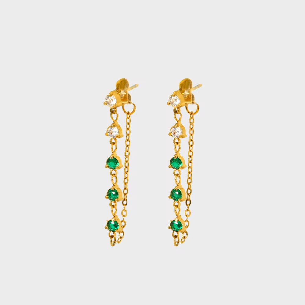 Green Chain Earrings