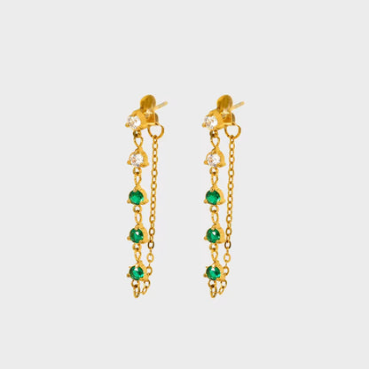 Green Chain Earrings