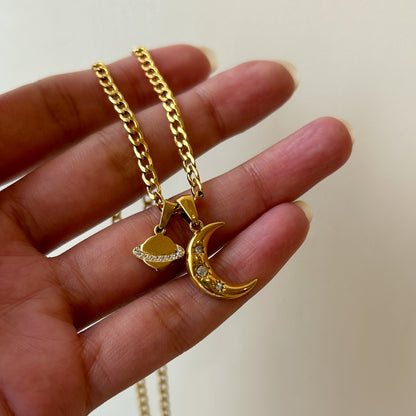 Moon And To Saturn Necklace