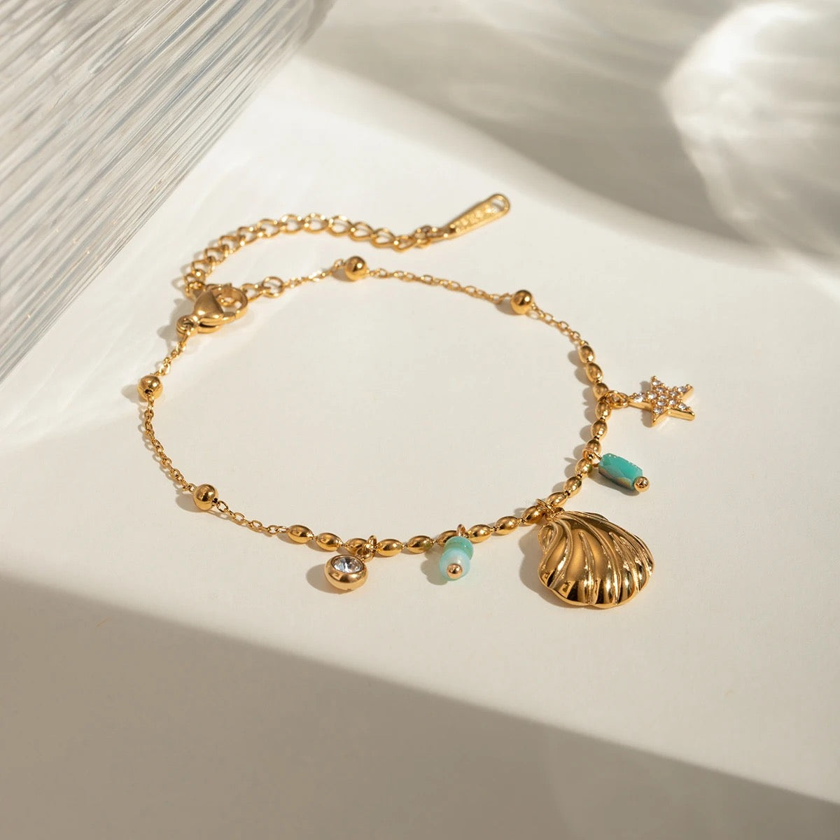 Blue Seashell Anklet