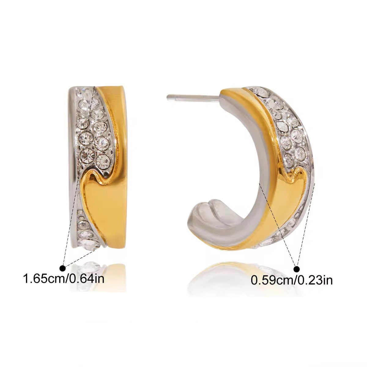 CZ Two Tone Studs