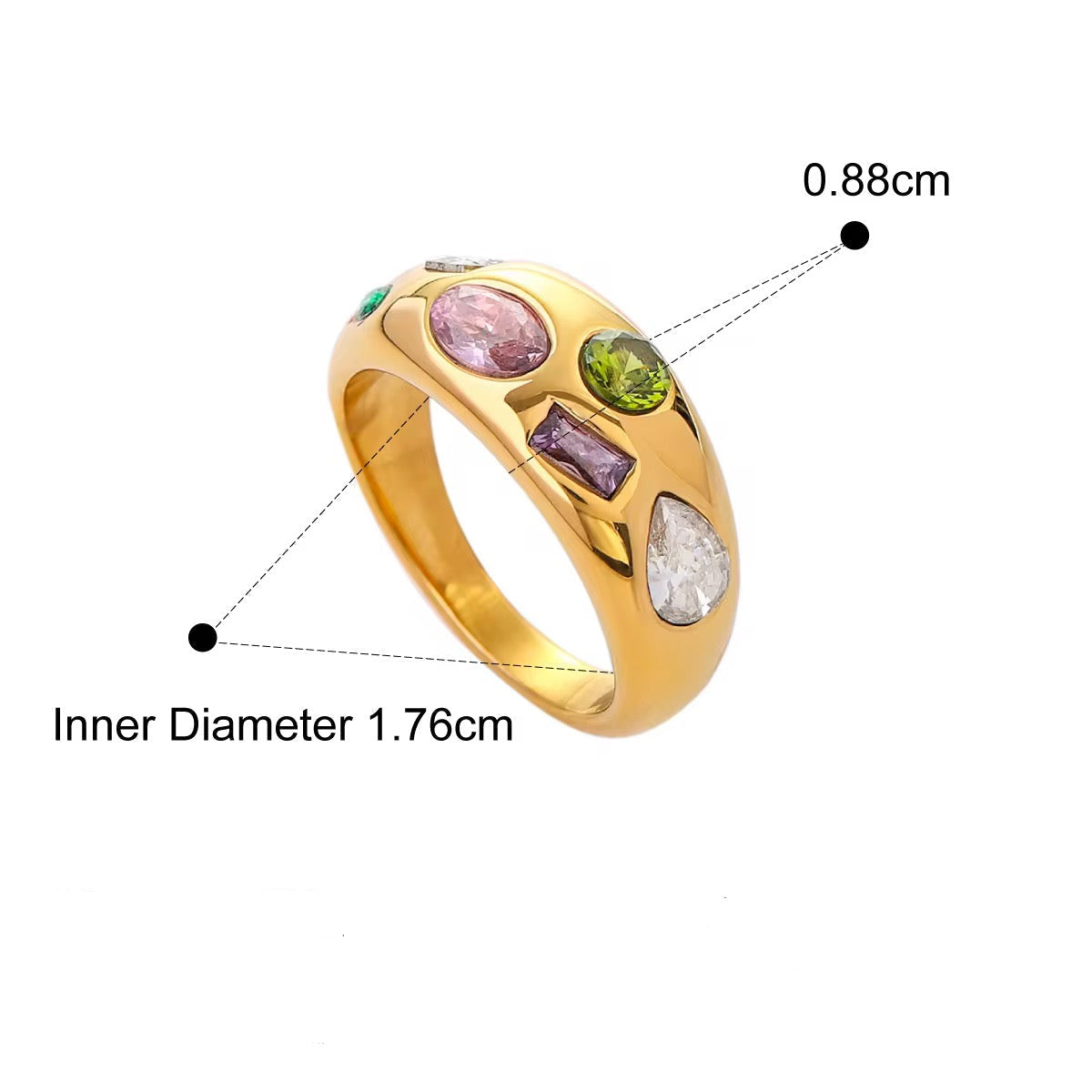 200064 Rings Colourful Gold Ring – Delta Charms