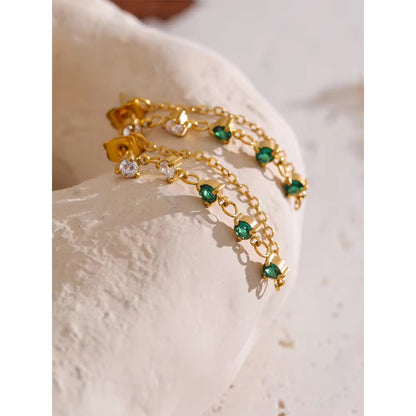 Green Chain Earrings