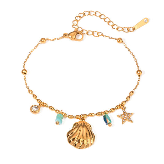 Blue Seashell Anklet