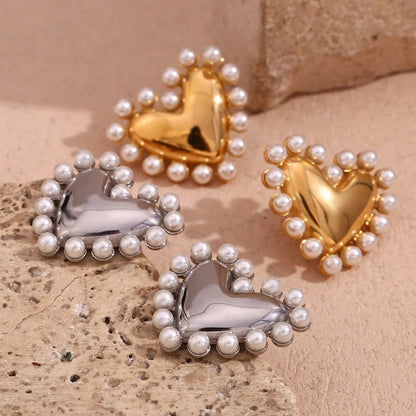 Heart Pearl Studs