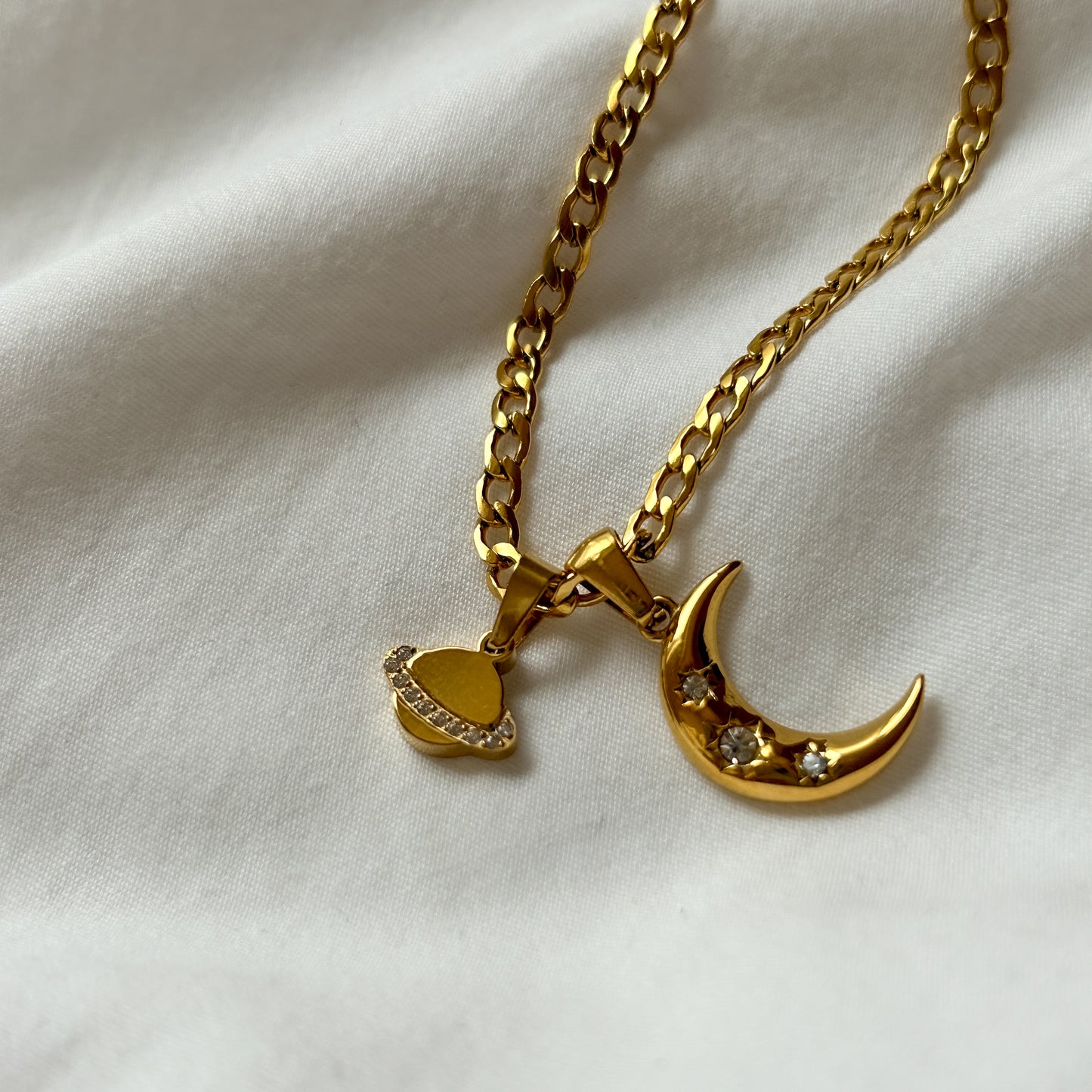 Moon And To Saturn Necklace