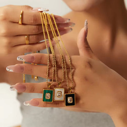Vintage Square Necklace- White