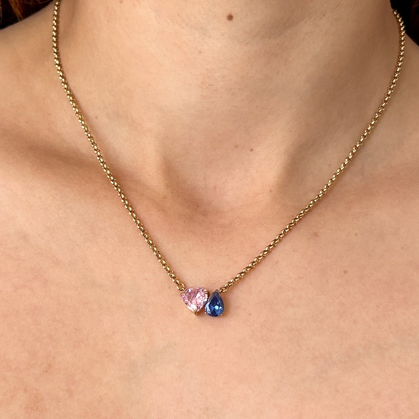 Pink & Blue Heart Chain