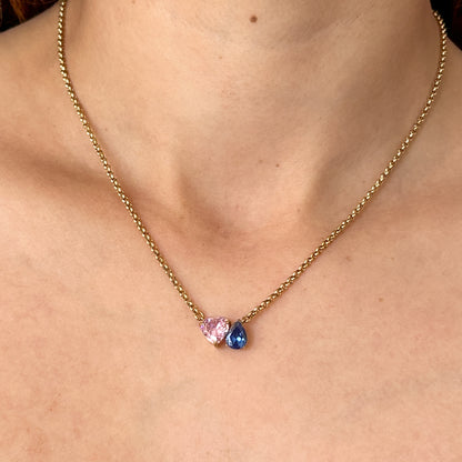 Pink & Blue Heart Chain