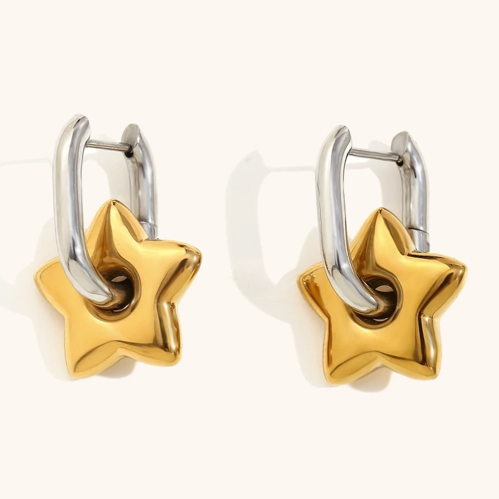 Dual Tone Star Hoops