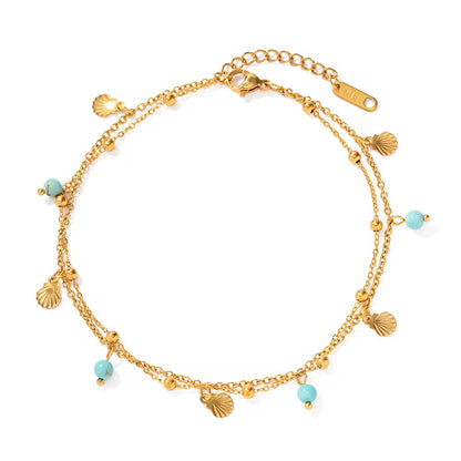 Dual Chain Blue Anklet