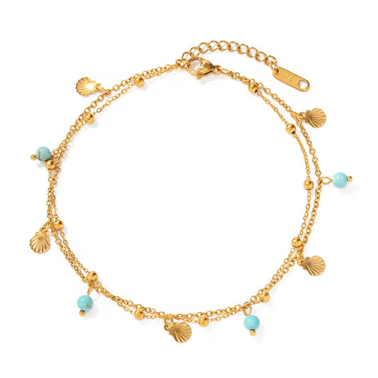 Dual Chain Blue Anklet