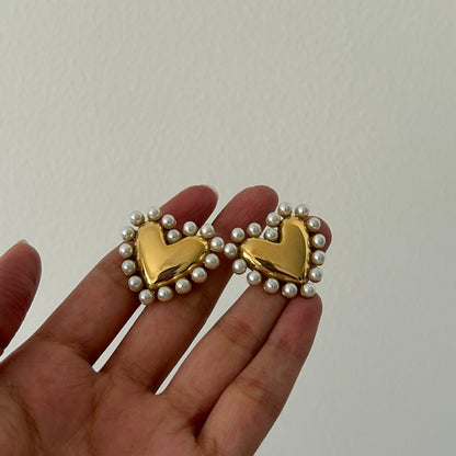 Heart Pearl Studs