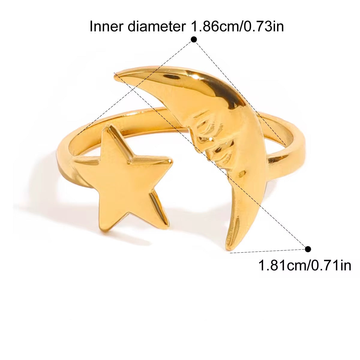 Moon & Star Ring