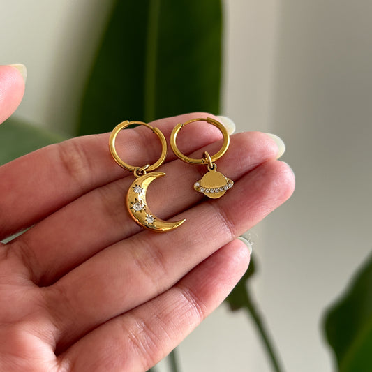 Moon And To Saturn Earrings