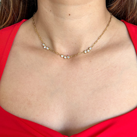 Zirconia Paperclip Chain