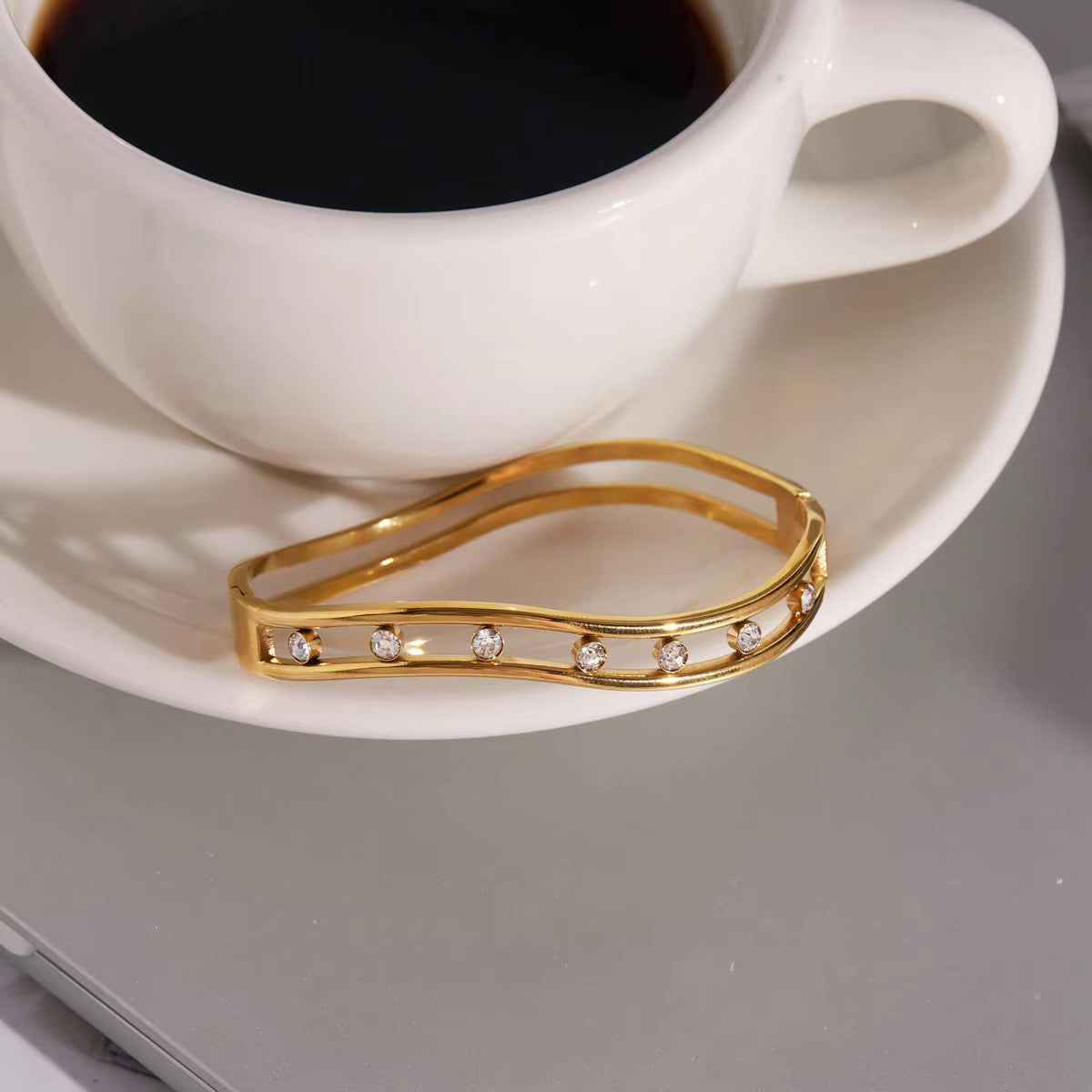 Wave Studded Bangle