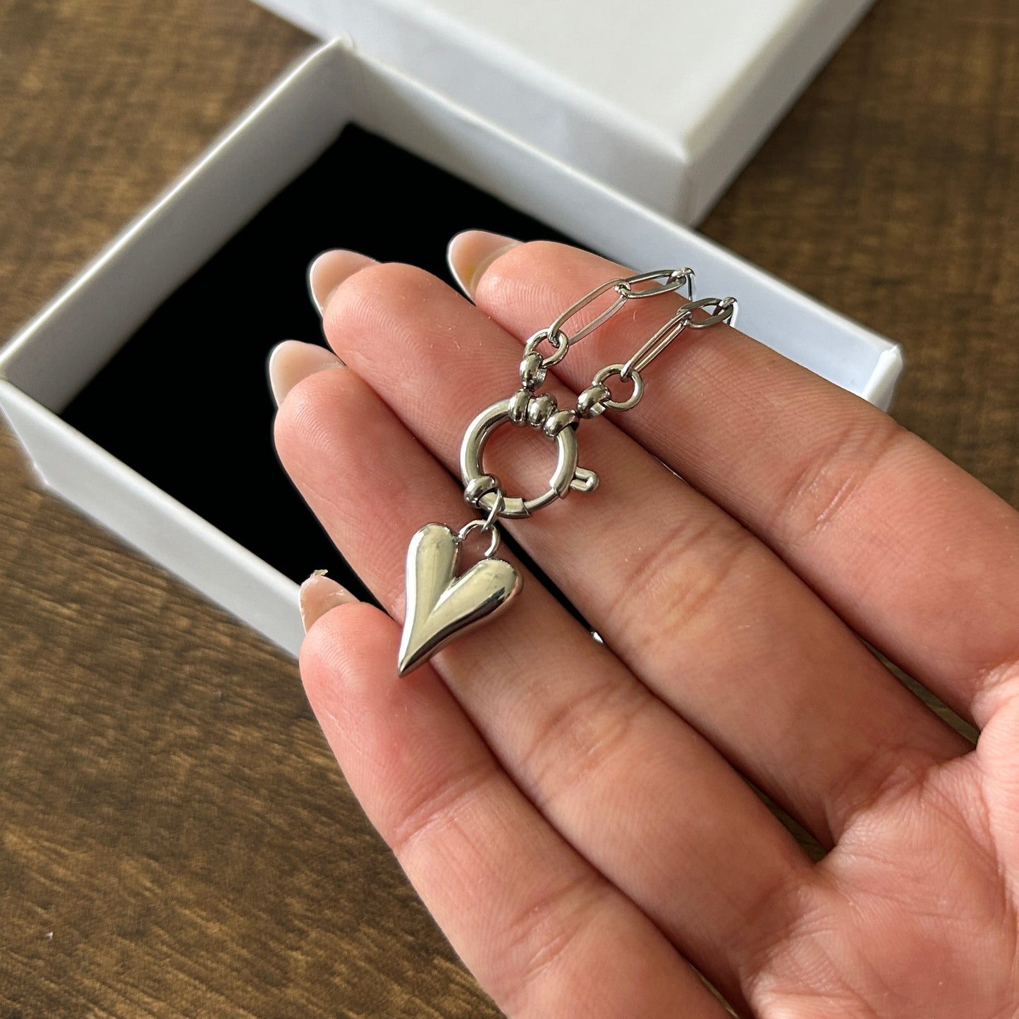 Silver Elongated Heart