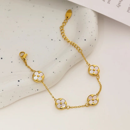 White & Gold Clover Bracelet