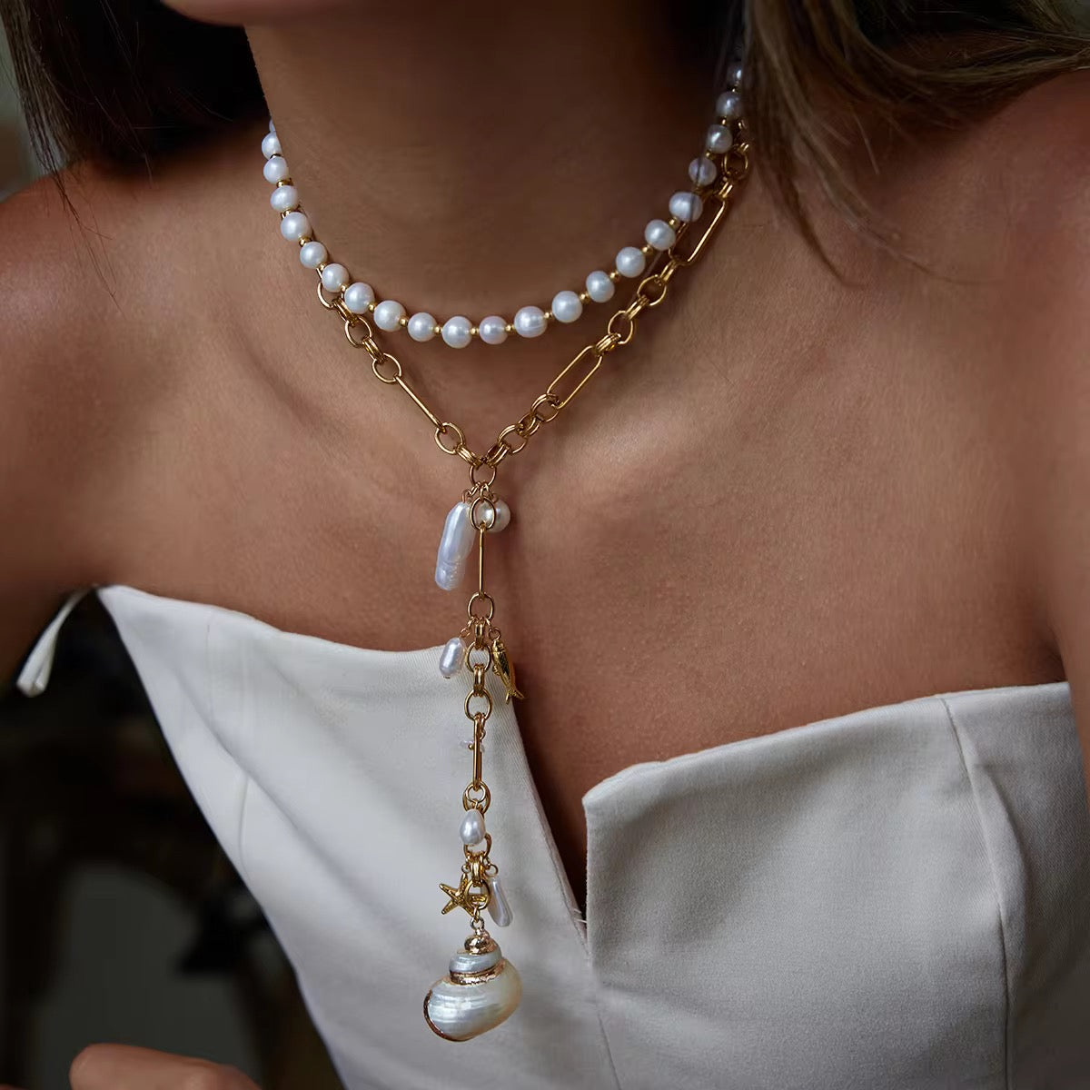 Shell Lariat Necklace