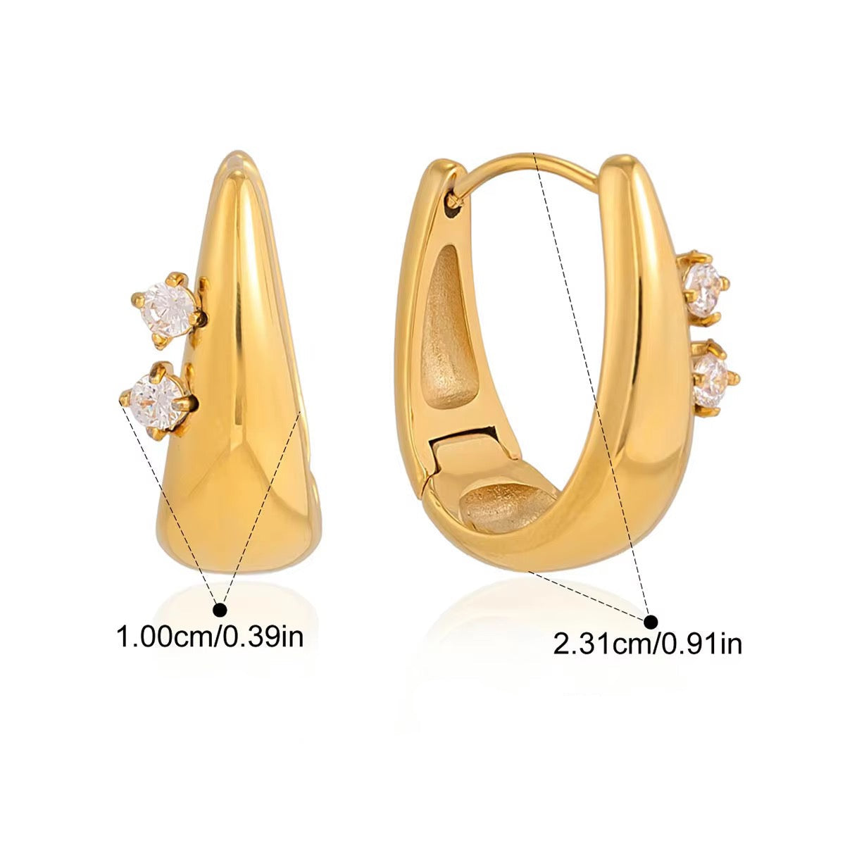 Double Sparkle Gold Huggies