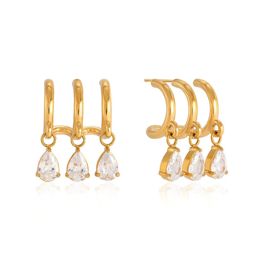 Tri Pear Studs