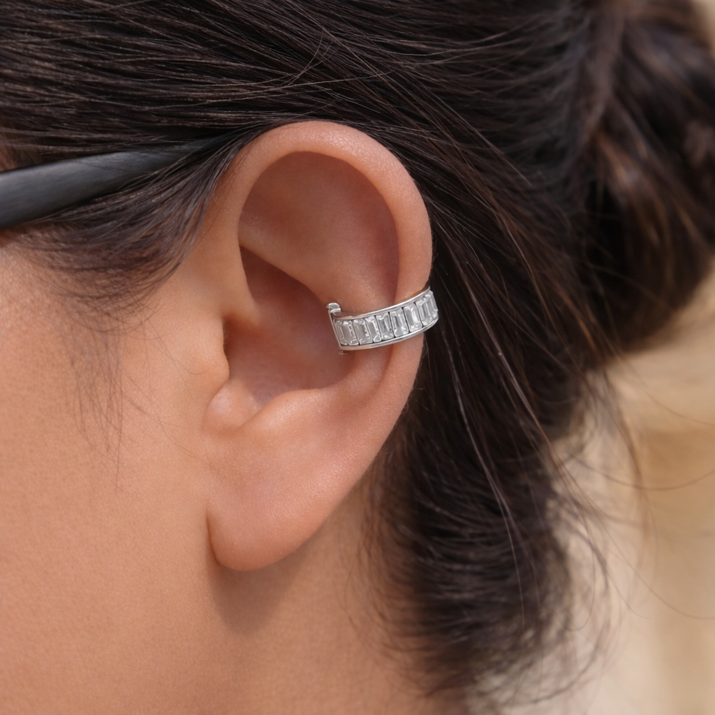 Baguette Earcuff- Silver