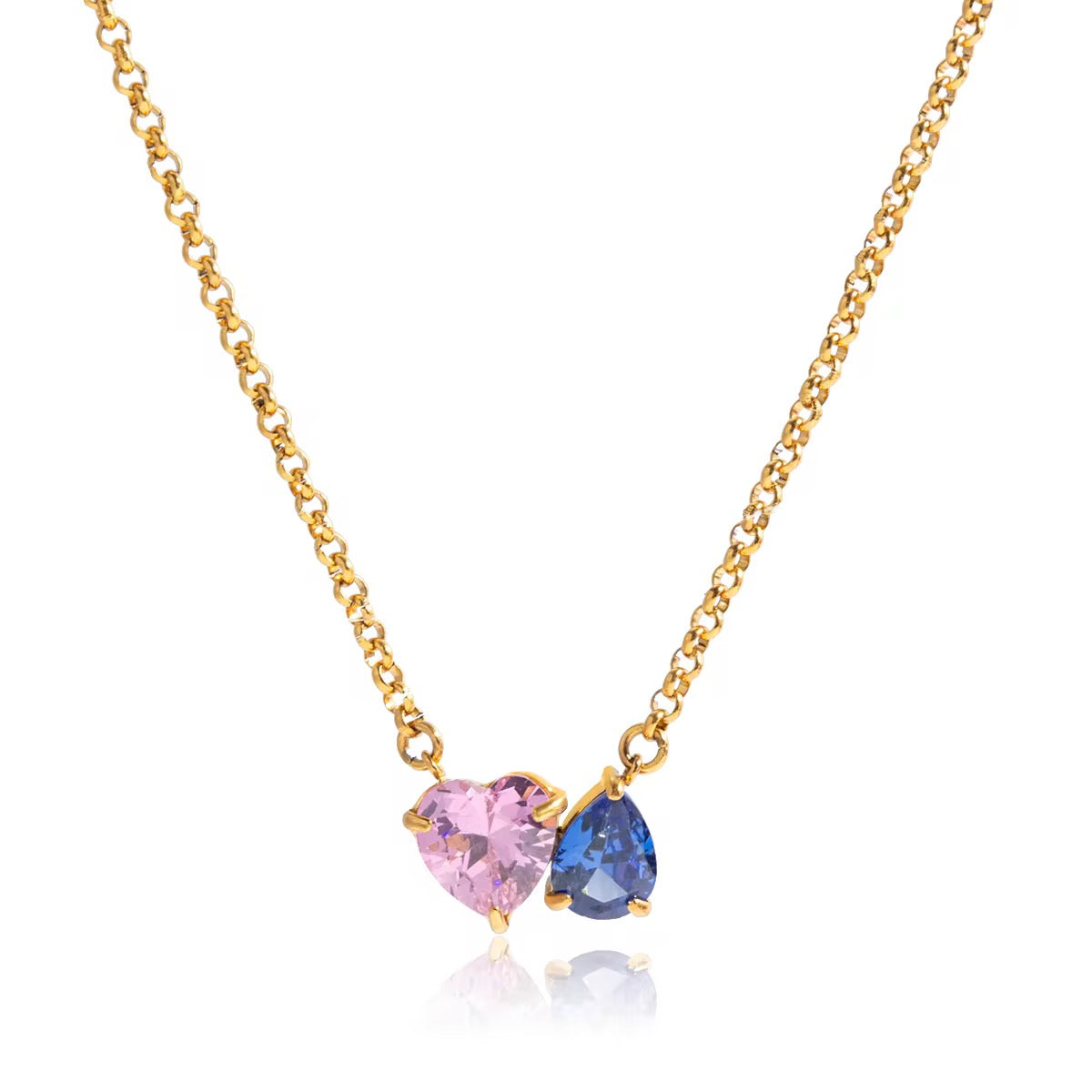 Pink & Blue Heart Chain