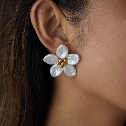 Pearl Petal Statement Earrings