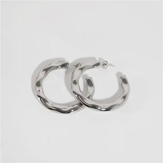 Hammered Hoops Silver
