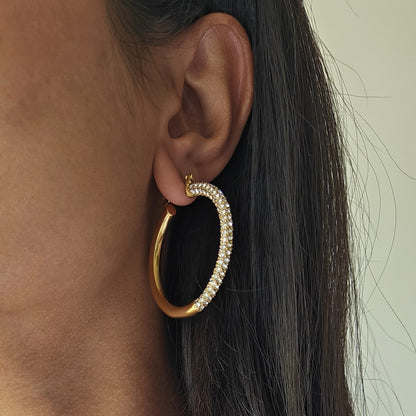 Half Zircon Hoops