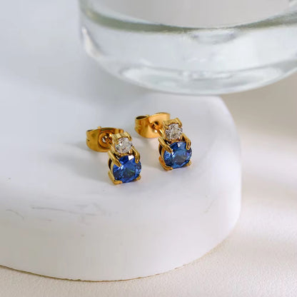 Blue Solitaire Studs