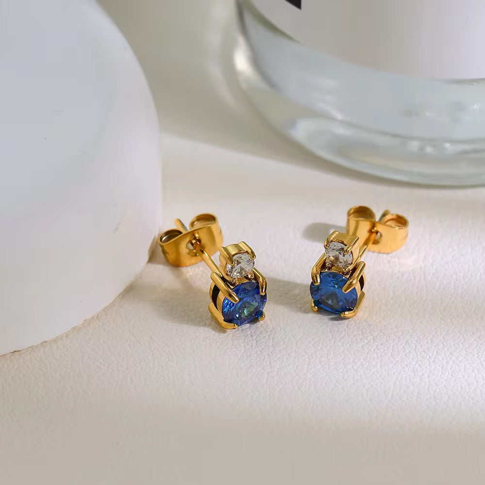 Blue Solitaire Studs